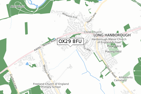 OX29 8FU map - small scale - OS Open Zoomstack (Ordnance Survey)