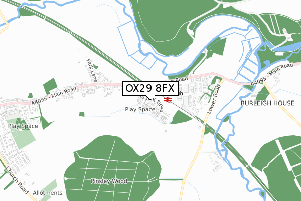 OX29 8FX map - small scale - OS Open Zoomstack (Ordnance Survey)