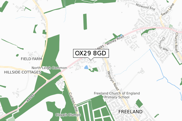 OX29 8GD map - small scale - OS Open Zoomstack (Ordnance Survey)