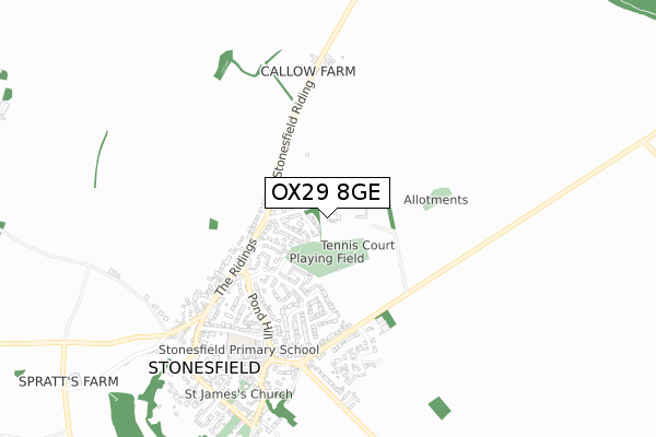 OX29 8GE map - small scale - OS Open Zoomstack (Ordnance Survey)