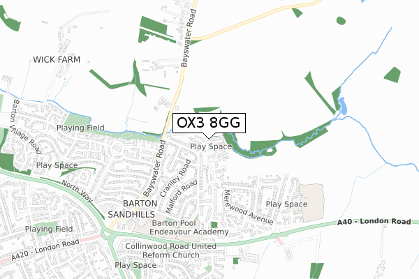 OX3 8GG map - small scale - OS Open Zoomstack (Ordnance Survey)