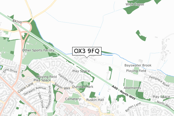 OX3 9FQ map - small scale - OS Open Zoomstack (Ordnance Survey)