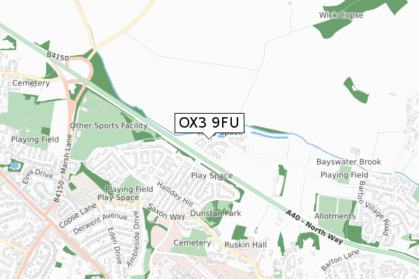 OX3 9FU map - small scale - OS Open Zoomstack (Ordnance Survey)