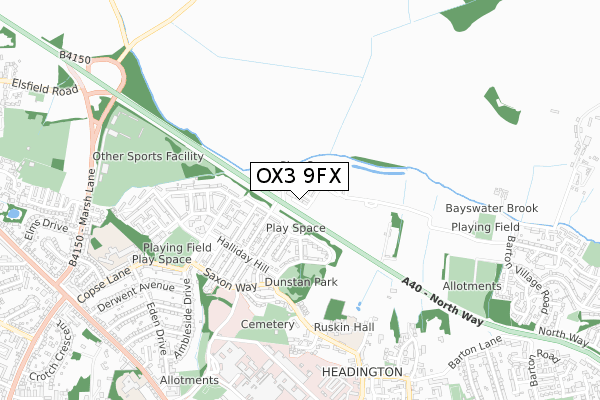 OX3 9FX map - small scale - OS Open Zoomstack (Ordnance Survey)