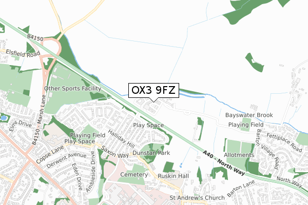 OX3 9FZ map - small scale - OS Open Zoomstack (Ordnance Survey)