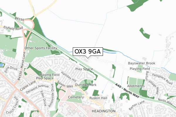 OX3 9GA map - small scale - OS Open Zoomstack (Ordnance Survey)