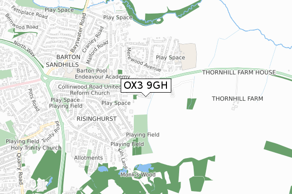 OX3 9GH map - small scale - OS Open Zoomstack (Ordnance Survey)