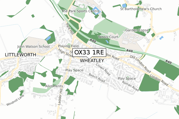 OX33 1RE map - small scale - OS Open Zoomstack (Ordnance Survey)