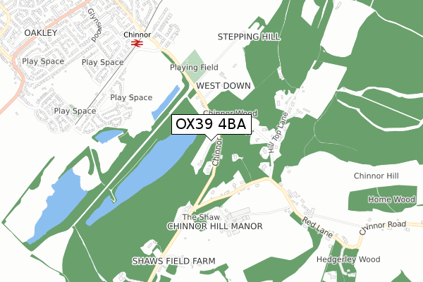 OX39 4BA map - small scale - OS Open Zoomstack (Ordnance Survey)