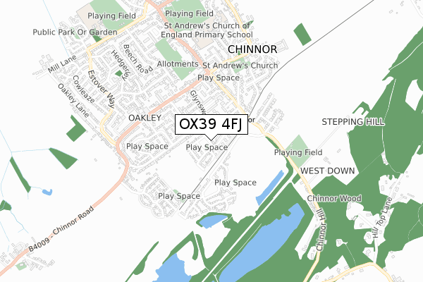 OX39 4FJ map - small scale - OS Open Zoomstack (Ordnance Survey)