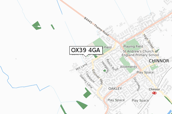 OX39 4GA map - small scale - OS Open Zoomstack (Ordnance Survey)