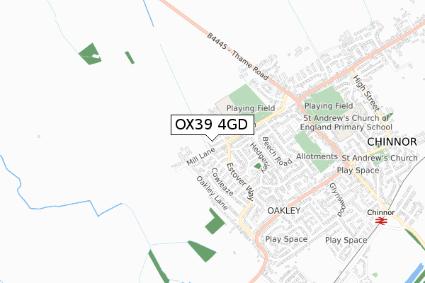 OX39 4GD map - small scale - OS Open Zoomstack (Ordnance Survey)