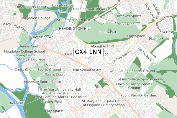 OX4 1NN map - small scale - OS Open Zoomstack (Ordnance Survey)