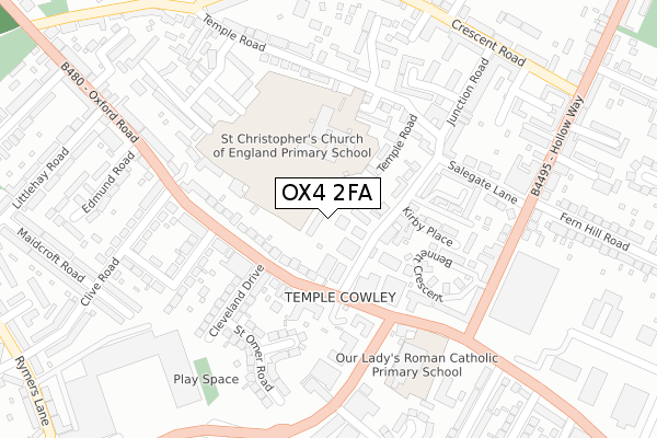 OX4 2FA map - large scale - OS Open Zoomstack (Ordnance Survey)