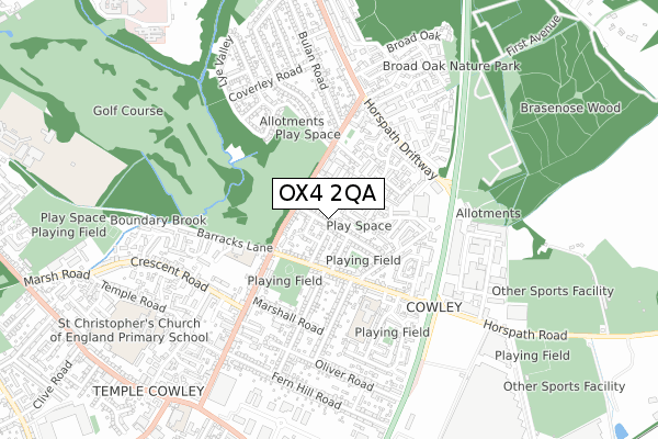 OX4 2QA map - small scale - OS Open Zoomstack (Ordnance Survey)