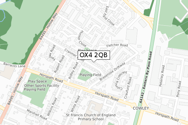 OX4 2QB map - large scale - OS Open Zoomstack (Ordnance Survey)