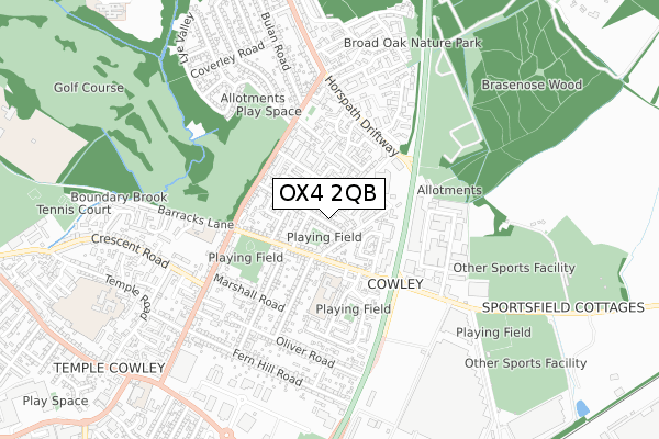 OX4 2QB map - small scale - OS Open Zoomstack (Ordnance Survey)