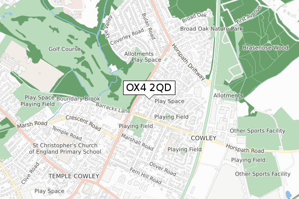 OX4 2QD map - small scale - OS Open Zoomstack (Ordnance Survey)