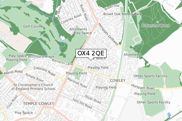 OX4 2QE map - small scale - OS Open Zoomstack (Ordnance Survey)