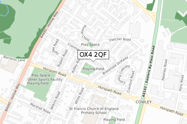 OX4 2QF map - large scale - OS Open Zoomstack (Ordnance Survey)