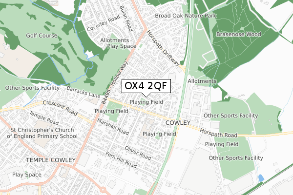 OX4 2QF map - small scale - OS Open Zoomstack (Ordnance Survey)