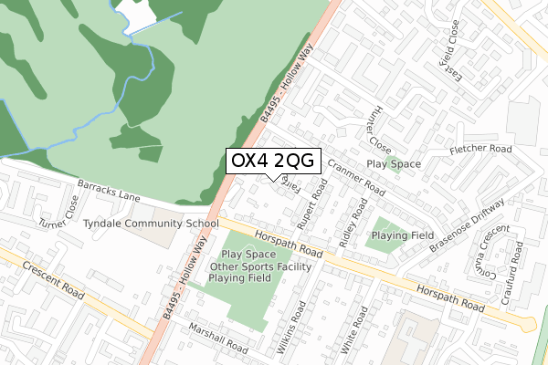 OX4 2QG map - large scale - OS Open Zoomstack (Ordnance Survey)