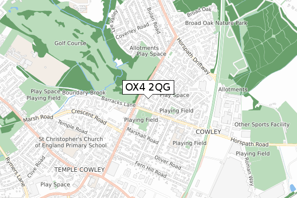 OX4 2QG map - small scale - OS Open Zoomstack (Ordnance Survey)