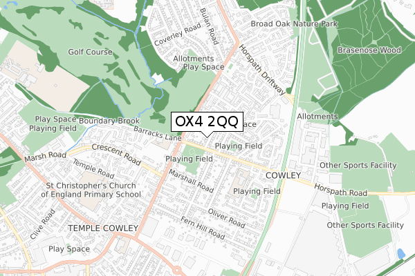 OX4 2QQ map - small scale - OS Open Zoomstack (Ordnance Survey)