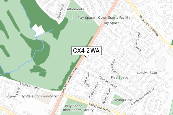 OX4 2WA map - large scale - OS Open Zoomstack (Ordnance Survey)