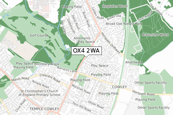 OX4 2WA map - small scale - OS Open Zoomstack (Ordnance Survey)