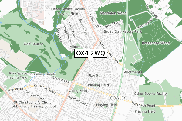 OX4 2WQ map - small scale - OS Open Zoomstack (Ordnance Survey)