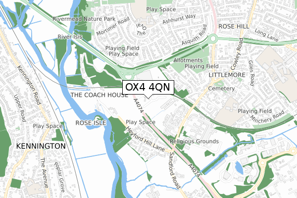 OX4 4QN map - small scale - OS Open Zoomstack (Ordnance Survey)