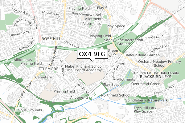 OX4 9LG map - small scale - OS Open Zoomstack (Ordnance Survey)