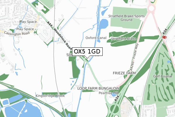 OX5 1GD map - small scale - OS Open Zoomstack (Ordnance Survey)