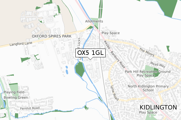 OX5 1GL map - small scale - OS Open Zoomstack (Ordnance Survey)