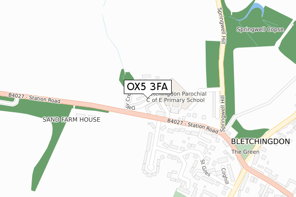 OX5 3FA map - large scale - OS Open Zoomstack (Ordnance Survey)