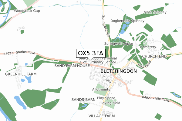 OX5 3FA map - small scale - OS Open Zoomstack (Ordnance Survey)