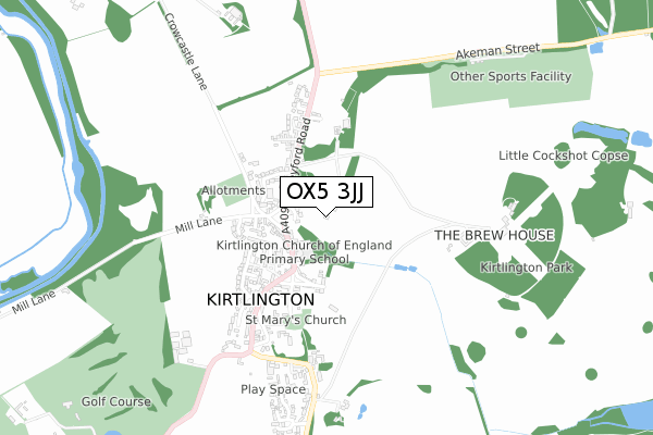 OX5 3JJ map - small scale - OS Open Zoomstack (Ordnance Survey)