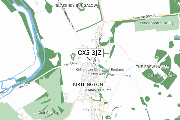 OX5 3JZ map - small scale - OS Open Zoomstack (Ordnance Survey)