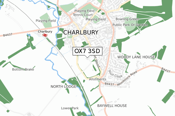 OX7 3SD map - small scale - OS Open Zoomstack (Ordnance Survey)