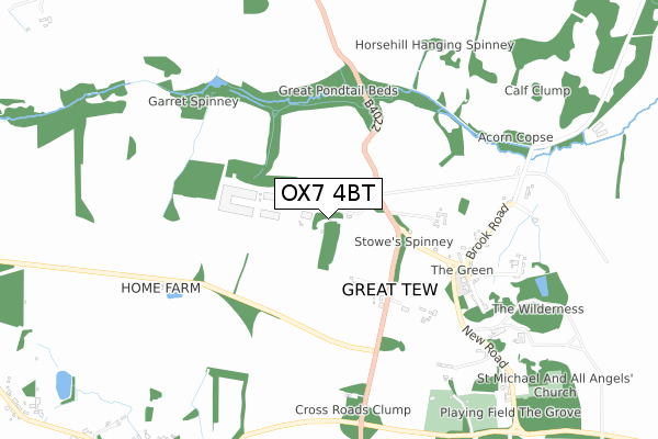 OX7 4BT map - small scale - OS Open Zoomstack (Ordnance Survey)