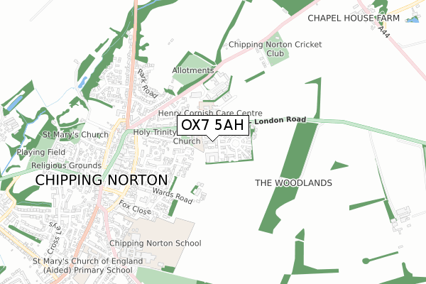 OX7 5AH map - small scale - OS Open Zoomstack (Ordnance Survey)