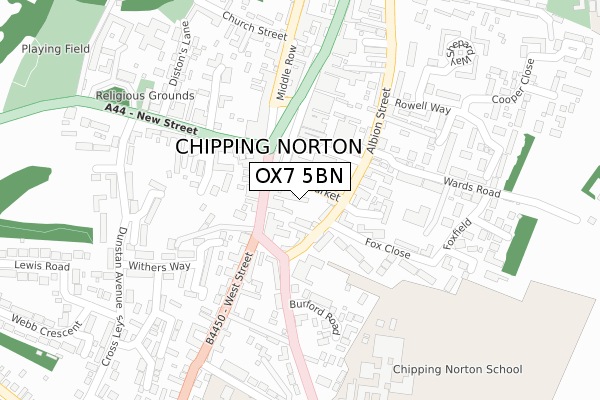 OX7 5BN map - large scale - OS Open Zoomstack (Ordnance Survey)