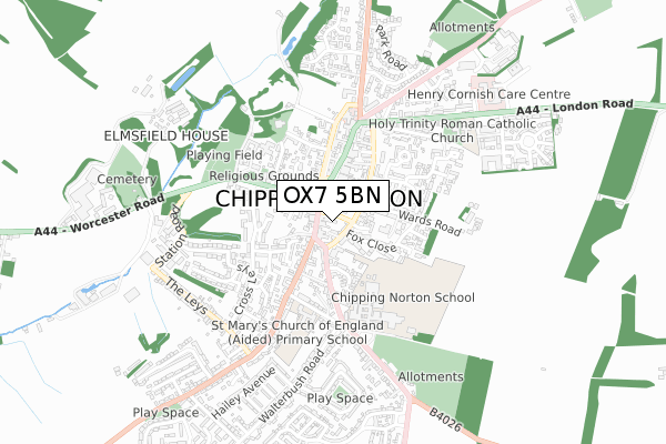 OX7 5BN map - small scale - OS Open Zoomstack (Ordnance Survey)