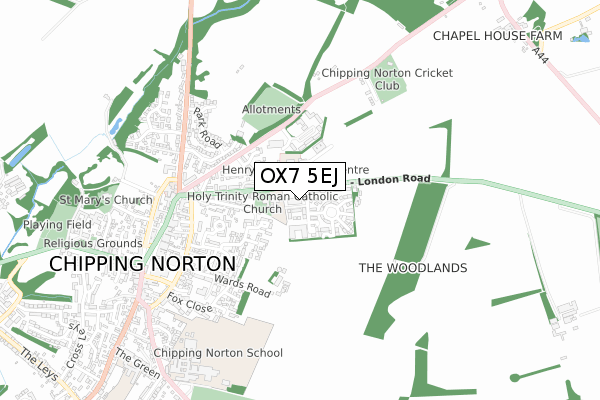 OX7 5EJ map - small scale - OS Open Zoomstack (Ordnance Survey)