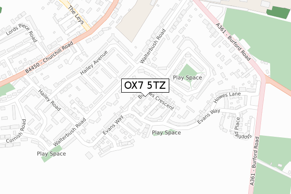 OX7 5TZ map - large scale - OS Open Zoomstack (Ordnance Survey)