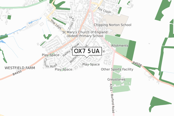 OX7 5UA map - small scale - OS Open Zoomstack (Ordnance Survey)