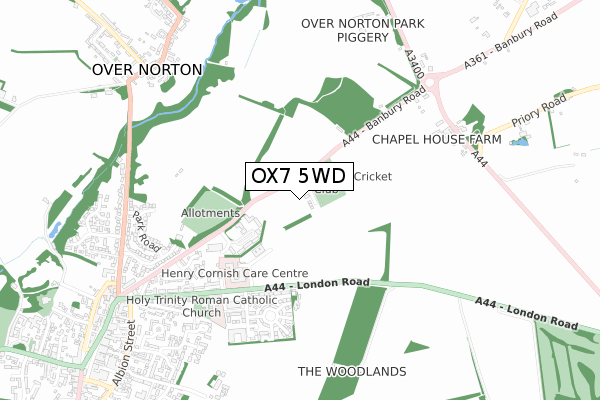 OX7 5WD map - small scale - OS Open Zoomstack (Ordnance Survey)