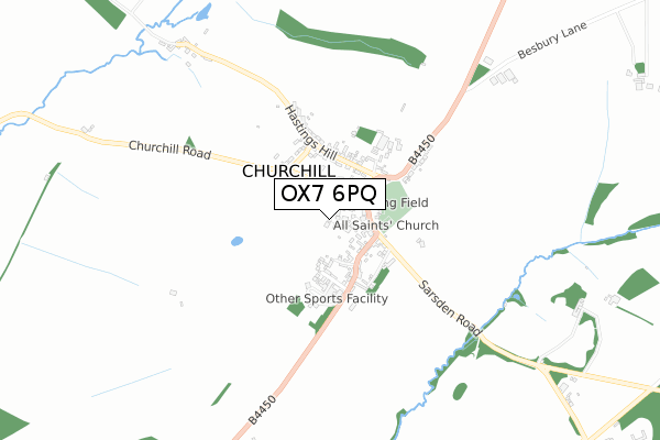 OX7 6PQ map - small scale - OS Open Zoomstack (Ordnance Survey)