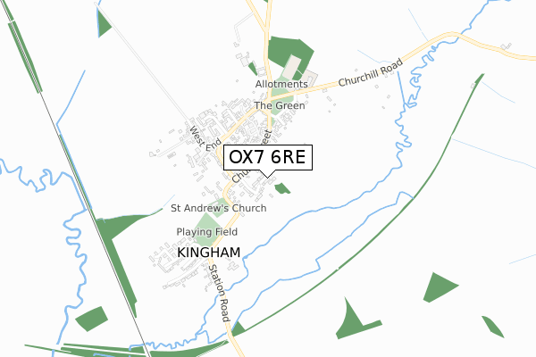 OX7 6RE map - small scale - OS Open Zoomstack (Ordnance Survey)
